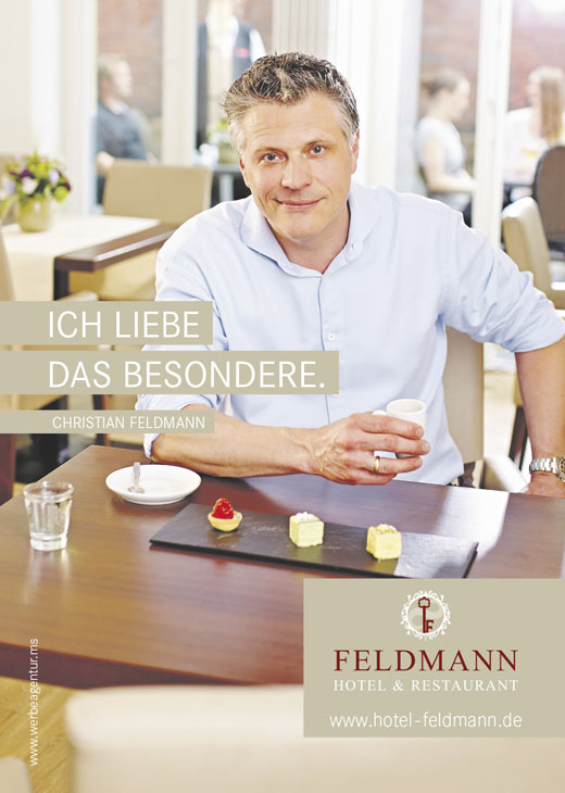Rudi Schubert, Schubert-Fotografie, Studio für professionelle Werbefotografie, junges kreatives Team, Werbefotografie Münster, Werbefotografie Osnabrück, Werbefotografie, Porträtfotografie, Porträt, Imagefotografie, Feldmann Kampagne, Feldmann Hotel Restaurant, Hotel Feldmann, Gastronomie