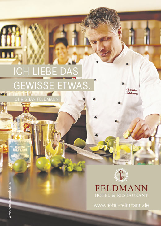 Rudi Schubert, Schubert-Fotografie, Studio für professionelle Werbefotografie, junges kreatives Team, Werbefotografie Münster, Werbefotografie Osnabrück, Werbefotografie, Porträtfotografie, Porträt, Imagefotografie, Feldmann Kampagne, Feldmann Hotel Restaurant, Hotel Feldmann, Gastronomie