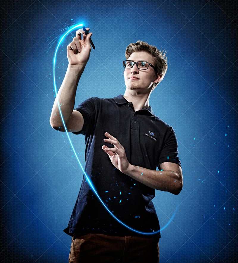 Rudi Schubert, Schubert-Fotografie, Studio für professionelle Werbefotografie, junges kreatives Team, Werbefotografie Münster, Werbefotografie Osnabrück, Werbefotografie, Recruiting, Münstermann Azubikampagne, Münstermann Maschinenbau, Auszubildende