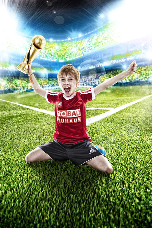 Rudi Schubert, Schubert-Fotografie, Studio für professionelle Werbefotografie, junges kreatives Team, Werbefotografie Münster, Werbefotografie Osnabrück, Werbefotografie, Kinderfotografie, Studiofotografie, Probau Trikoaktion, Trikotaktion, Bauhaus, Fußball, Trikots, Fußballtrikots