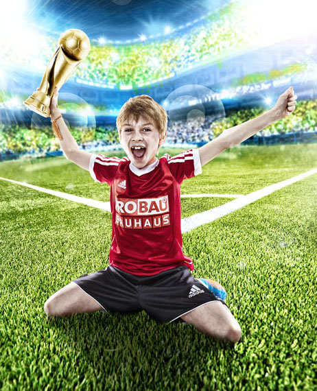 Rudi Schubert, Schubert-Fotografie, Studio für professionelle Werbefotografie, junges kreatives Team, Werbefotografie Münster, Werbefotografie Osnabrück, Werbefotografie, Kinderfotografie, Studiofotografie, Probau Trikoaktion, Trikotaktion, Bauhaus, Fußball, Trikots, Fußballtrikots